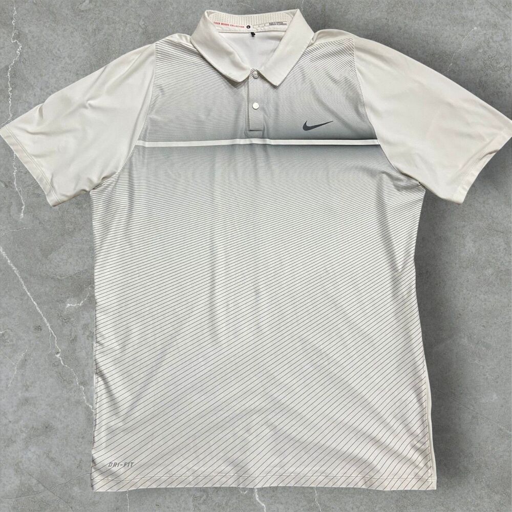 Nike x Tiger Woods Collection Golf Performance White Polo Shirt Mens Size Large